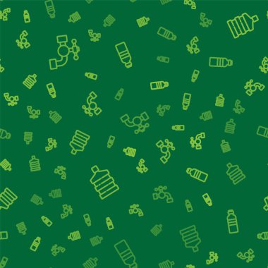 Hat su musluğu, temiz suyla dolu büyük bir şişe ve dikişsiz şablon. Vektör