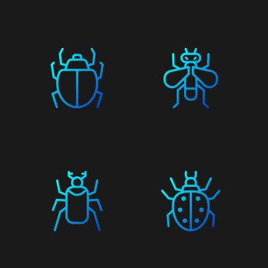 Hattı ayarla Mite, Böcek ve Böcek sineği. Renk simgeleri. Vektör