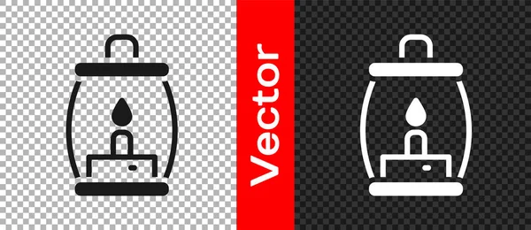 Black Camping lantern icon isolated on transparent background. Happy Halloween party. Vector —  Vetores de Stock