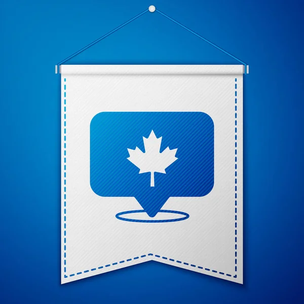 Mavi Kanada akçaağaç yaprağı ikonu mavi arkaplanda izole edilmiş. Kanada sembolü akçaağaç yaprağı. Beyaz flama şablonu. Vektör — Stok Vektör