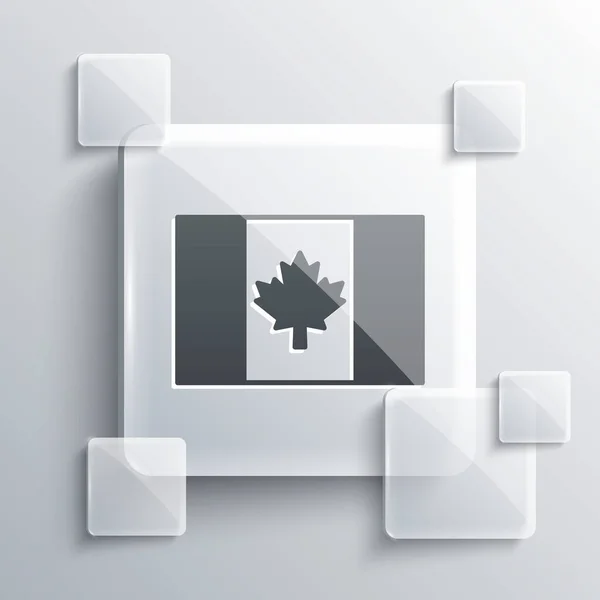 Γκρι Σημαία του Καναδά εικονίδιο απομονώνονται σε γκρι φόντο. Σημαία της Βόρειας Αμερικής σε κοντάρι σημαίας. Τετράγωνα γυάλινα πάνελ. Διάνυσμα — Διανυσματικό Αρχείο