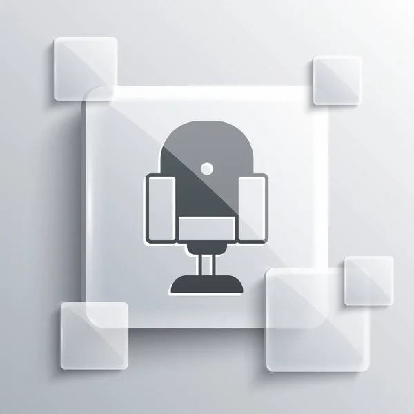 Grey Director movie chair icon isolated on grey background. Film industry. Square glass panels. Vector — Vector de stock