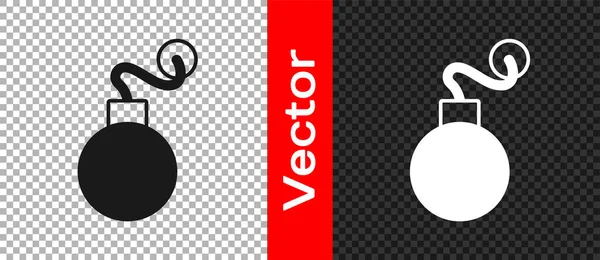 Zwarte bom klaar om te ontploffen pictogram geïsoleerd op transparante achtergrond. Vector — Stockvector