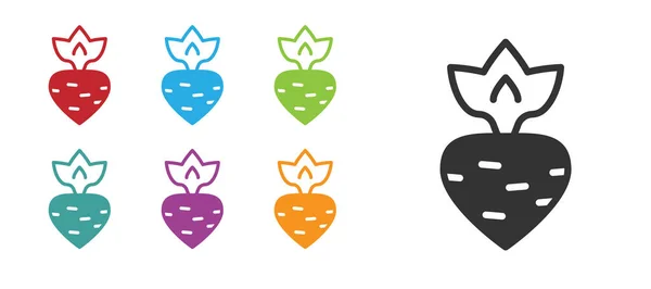 Black Turnip icon isolated on white background. Set icons colorful. Vector — ストックベクタ