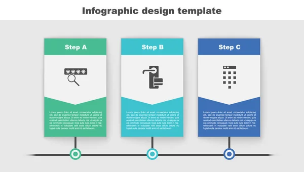 Wachtwoordbeveiliging instellen, Digitaal deurslot en. Bedrijfsinfographic sjabloon. Vector — Stockvector