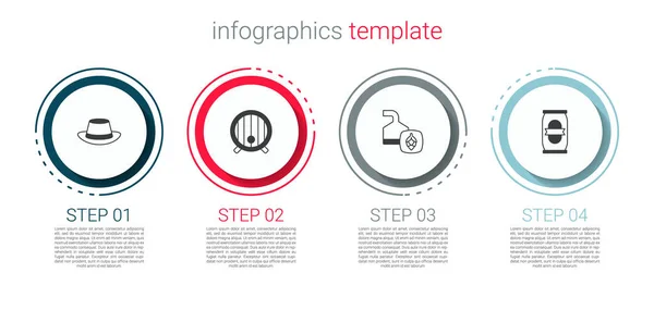 Set Oktoberfest hat, Wooden barrel, Beer brewing process and can. Business infographic template. Vector — стоковый вектор