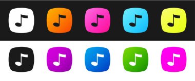 Müzik notası ve ton simgesi siyah ve beyaz arkaplanda izole edildi. Vektör