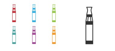 Black Electronic cigarette icon isolated on white background. Vape smoking tool. Vaporizer Device. Set icons colorful. Vector