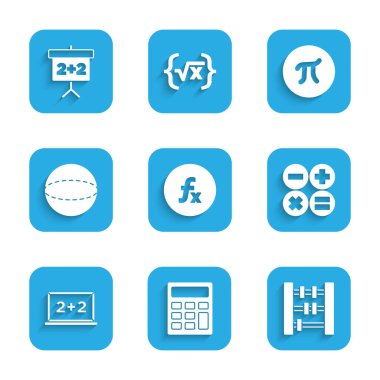 Fonksiyon matematiksel sembolü, Hesap Makinesi, Abacus, Chalkboard, Geometrik şekil Küre, Pi ve simgeyi ayarla. Vektör