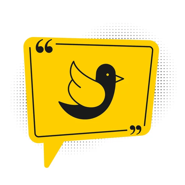 Black Dove Symbol isoliert auf weißem Hintergrund. Gelbes Sprechblasensymbol. Vektor — Stockvektor