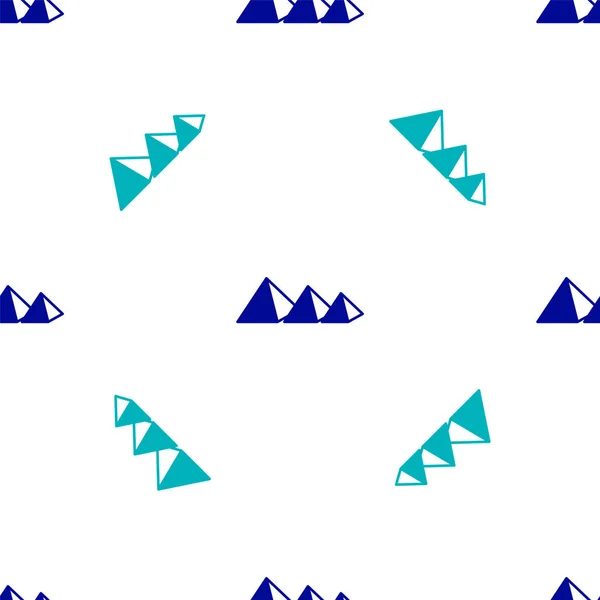 Kék Egyiptom piramisok ikon elszigetelt zökkenőmentes minta fehér háttér. Az ókori Egyiptom szimbóluma. Vektor — Stock Vector