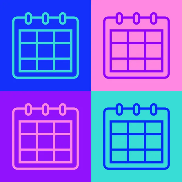 Pop art line Calendar icon isolated on color background. Event reminder symbol. Vector — Stock Vector