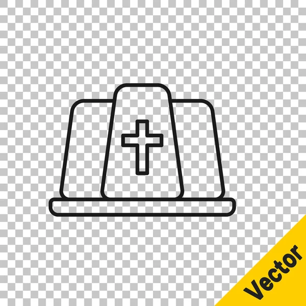 Black line Pope hat icon isolated on transparent background. Christian hat sign. Vector — Stock Vector