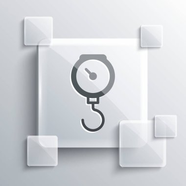 Gri El ölçekli yay mekanik ikonu gri arkaplanda izole edildi. Kare cam paneller. Vektör