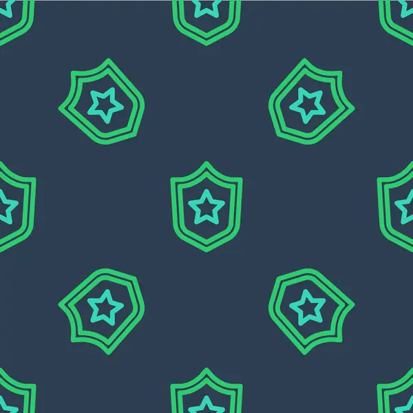 Line Police Badge Icon Isolated Seamless Pattern Blue Background Sheriff — Wektor stockowy