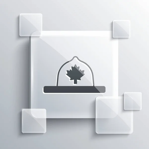 Γκρι Καναδικό Καπέλο Ranger Ομοιόμορφη Εικόνα Απομονώνονται Γκρι Φόντο Τετράγωνα — Διανυσματικό Αρχείο