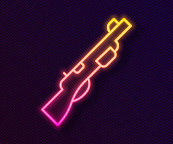 Gloeiende Neon Lijn Hunting Gun Icoon Geïsoleerd Zwarte Achtergrond Jachtgeweer — Stockvector