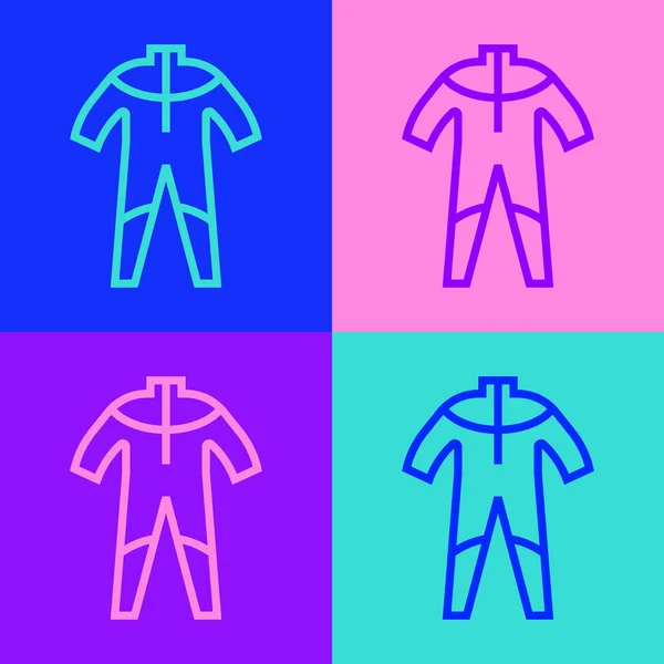 Pop Art Γραμμή Wetsuit Για Καταδύσεις Εικονίδιο Απομονώνονται Φόντο Χρώμα — Διανυσματικό Αρχείο