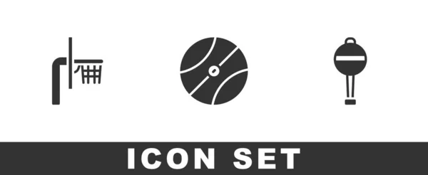 Set Basketball Backboard Rattle Baby Toy Icon Vector — Vector de stock
