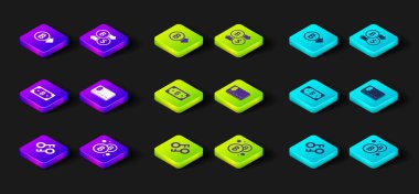 Şifreleme anahtarı, Bitcoin, bitcoin, kredi kartı, takas ve simge ile ayarlayın. Vektör