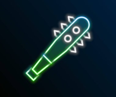 Siyah arkaplanda izole edilmiş parlak neon çizgisi kolye. Renkli taslak konsepti. Vektör