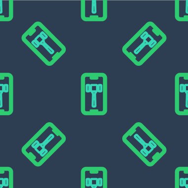 Line Online açık artırma simgesi mavi arka planda izole edilmiş. Teklif tabelası. Açık arttırma teklifi. Satış ve alıcılar. Vektör