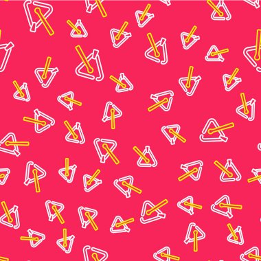 Çizgi Üçgeni müzik aleti simgesi kırmızı arkaplanda izole edilmiş. Vektör