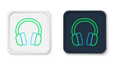 Beyaz arkaplanda hat kulaklığı simgesi izole edildi. Kulaklıklar. Müzik, hizmet, iletişim ve operatör konsepti. Renkli taslak konsepti. Vektör