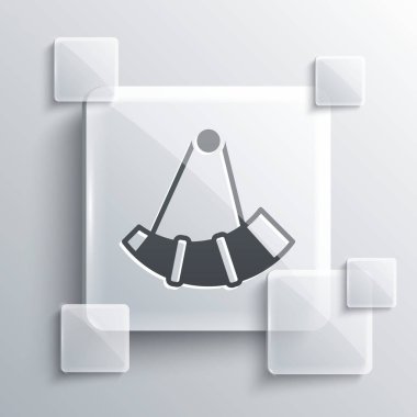 Gri arka planda gri av boynuzu simgesi izole edildi. Kare cam paneller. Vektör