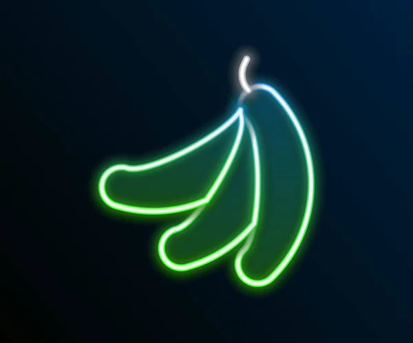 Ligne lumineuse Icône banane au néon isolé sur fond noir. Concept de contour coloré. Vecteur — Image vectorielle