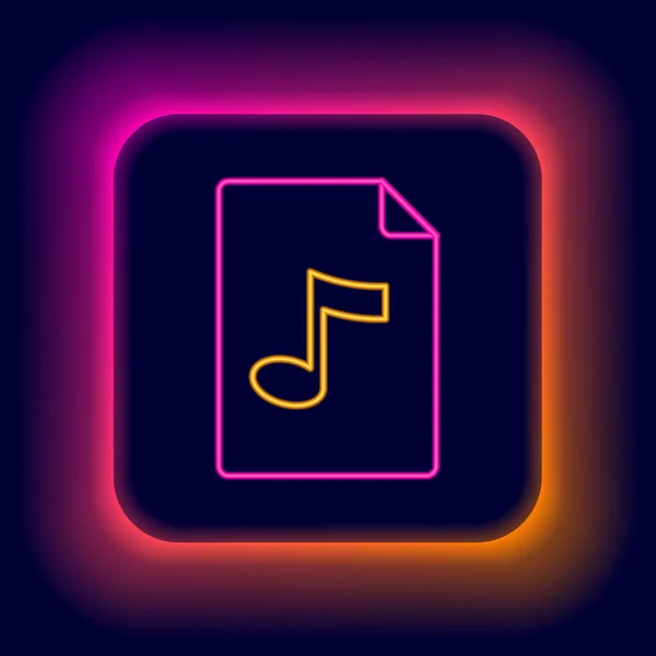 Glowing neon line MP3 file document. Download mp3 button icon isolated on black background. Mp3 music format sign. MP3 file symbol. Colorful outline concept. Vector — Stock Vector