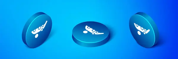 Isometric Peas icon isolated on blue background. Blue circle button. Vector — Stockvektor