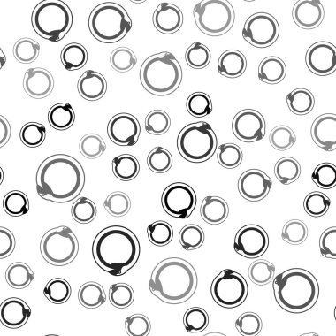 Ouroboros simgesinin kara büyü sembolü beyaz arka planda izole edilmiş kusursuz desen. Yılan kendi kuyruğunu ısırıyor. Hayvan ve sonsuzluk, mitoloji ve yılan. Vektör