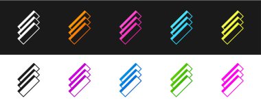 Sigara rulo kağıtları simgesini siyah beyaz arkaplanda izole et. Vektör