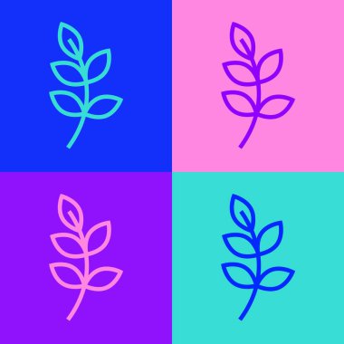 Pop sanat çizgisi Willow yaprağı simgesi renk arkaplanında izole edildi. Vektör