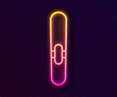 Parlayan neon hattı siyah arkaplanda izole edilmiş bir puro simgesi. Vektör