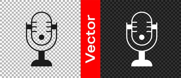 透明背景に分離されたブラックマイクアイコン。無線マイクで。スピーカーサイン。ベクトル — ストックベクタ