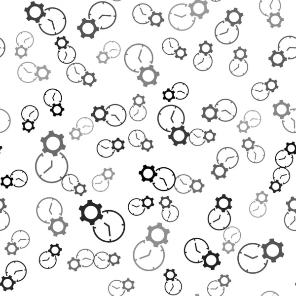 블랙 타임 매니지먼트 아이콘은 흰색 배경에서 바다없는 패턴을 분리하였다. 시계와 장비 서명 . 생산성의 상징. Vector — 스톡 벡터