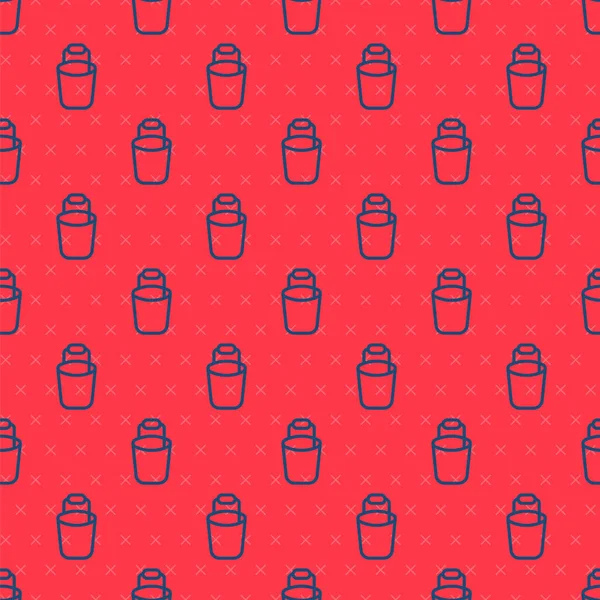 Blue line Bucket icon isolated seamless pattern on red background. Cleaning service concept. Vector — Stok Vektör