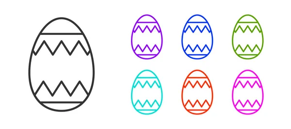 Black line Easter egg icon isolated on white background. Happy Easter. Set icons colorful. Vector — Vector de stock