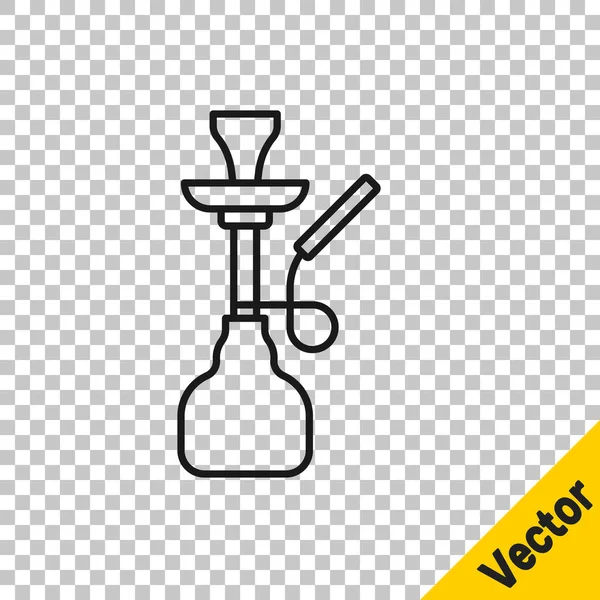 Black line Hookah icon isolated on transparent background. Vector — Vector de stock