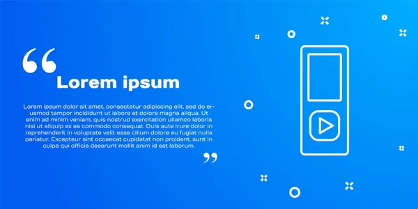 Weiße Linie Musikplayer-Symbol isoliert auf blauem Hintergrund. Tragbares Musikgerät. Vektor — Stockvektor