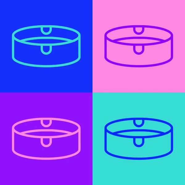 Pop art line Ashtray icon isolated on color background. Vector — Archivo Imágenes Vectoriales