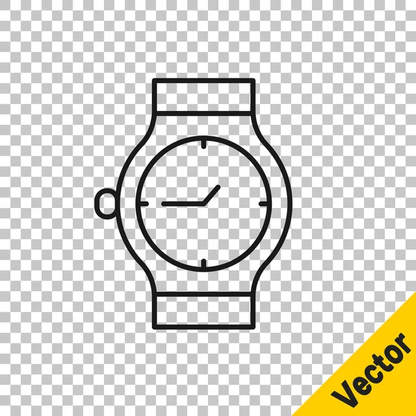 Black Line Armbanduhr Symbol isoliert auf transparentem Hintergrund. Armbanduhr-Symbol. Vektor — Stockvektor