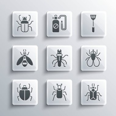 Böcek, Böcek Sineği, Termit, Mite, Koku ve Sinek Ezici ikonunu ayarla. Vektör