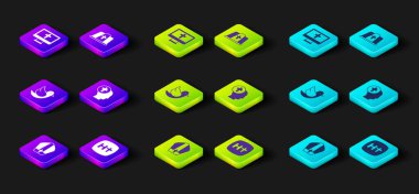 Papa şapkasını, Hıristiyan haçını, güvercini, rahibi ve monitör ikonunu ayarla. Vektör