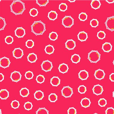 Satır Çevir düğmesi teknoloji ayarları simgesi kırmızı arkaplanda izole edilmiş pürüzsüz desen. Ses tuşu, ses kontrolü, analog regülatör. Vektör