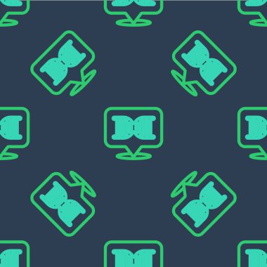 Çizgi DNA sembolü simgesi mavi arkaplanda izole edilmiş kusursuz desen. Vektör