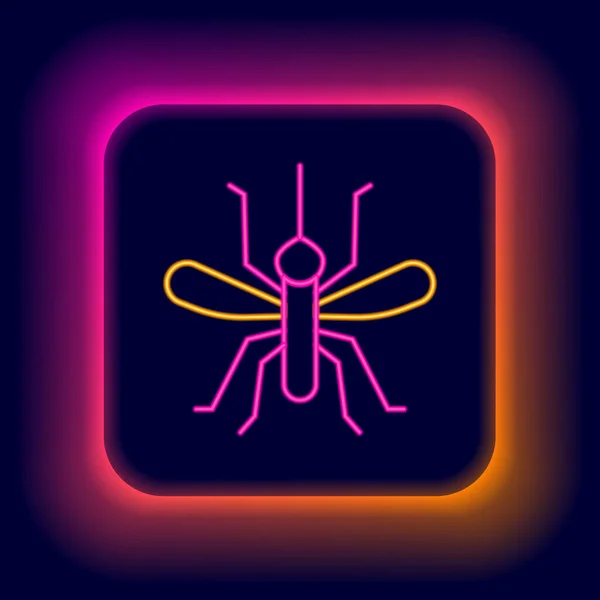 Glowing Neon Line Mosquito Icon Isolated Black Background Colorful Outline — Stock Vector