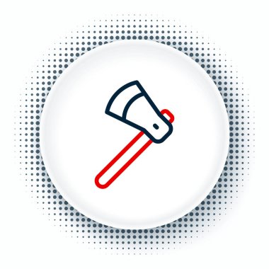 Tahta çizgi balta simgesi beyaz arkaplanda izole edildi. Oduncu baltası. Renkli taslak konsepti. Vektör